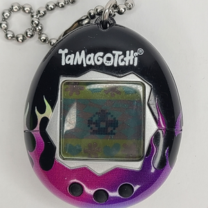 Tamagotchi Electronic Game Bandai‎ 2017 Black Purple Silver Flame Keychain